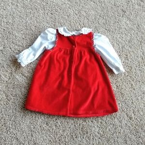 Infant Girls Little Bitty Brand Navy Blue Velvet Christmas Dress Size 18 24M